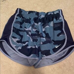 Nike Blue and Gray Athletic Shorts with Camouflage Design